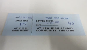 West Side Story - Production Ticket - Kew High School Community Theatre - 1990 - Picture 1 of 5