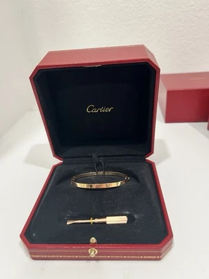 Cartier любовь браслет 18k розовое золото маленький размер 15 подлинный с коробкой и мешочком - Изображение 1 из 4