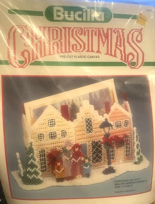 Bucilla Christmas Village Pre-Cut Plastic Canvas Needlepoint Kit #61074 NEW - Image 1 of 2