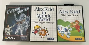 3 Sega Master System Games Lot Alex Kidd Miracle World Lost Stars, Cyborg Hunter - Picture 1 of 21