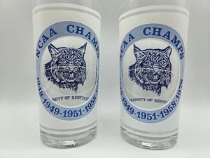 Vintage Basketball Champions Glasses (2) UK University Of Kentucky Wildcats B  - Picture 1 of 8