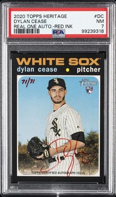 2020 TOPPS HERITAGE REAL ONE AUTOS RED INK #DC DYLAN CEASE 71/71 PSA 7 AUTO - Image 1 of 2
