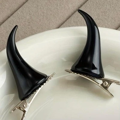 Gothic Hair Accessories Costume Pin Hair Clips Small Demon OX Horn Hairpins - Image 1 of 4