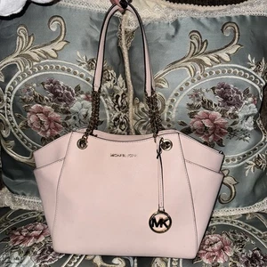 Michael Kors Jet Set Tote in Blossom hellrosa Handtasche mit goldenen Kettenriemen - Bild 1 von 12