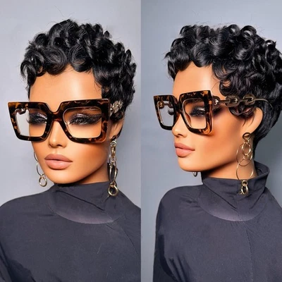 Peluca Corte Pixie Cabello Humano Pelucas Cortas Pixie para Mujeres Negras Cabello Humano Sin Pegamento... Foto 1 de 4