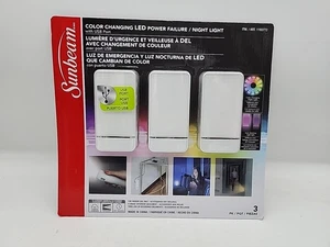 Sunbeam Color Changing LED Power Failure Emergency Night Light 3 Pack New - Picture 1 of 8