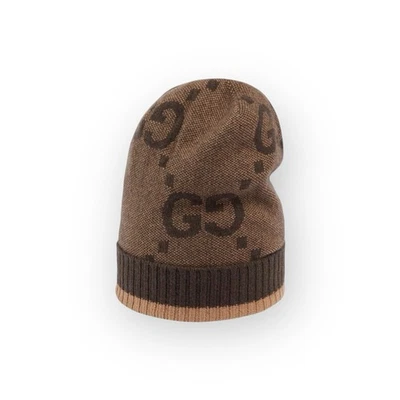 Gorro Gucci GG Cashmere Beige/Marrón Oscuro Monograma Talla M Foto 1 de 4