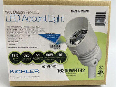 Luz de ponto Kichler 16200WHT42 120V LED acento 12,5W - acabamento branco texturizado - Imagem 1 de 2