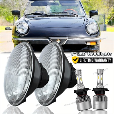 Pair 7" Inch Round LED Headlights For Alfa Romeo Spider 1988-1994 Plymouth - Image 1 of 4