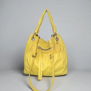 Coach Parker Hippie Bag 13411 Large Yellow Leather Brass Convertible Hobo Purse - Picture 1 of 13