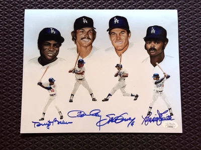 Dusty Baker Ron Cey Steve Garvey Reggie Smith Signed Autograph 8x10 Photo JSA - Image 1 of 2