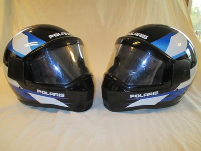 Pair Of Polaris  DOT/218  BLACK  Lazer Snowmobile Helmets Small. Needs New Foam. - Image 1 of 4