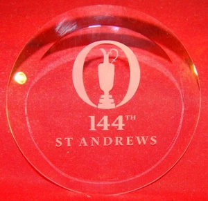 THE 144th OPEN AT ST. ANDREWS SCHOTTLAND - GEÄTZTES KRISTALLGLAS 4"" BRIEFBESCHWERER! - Bild 1 von 12