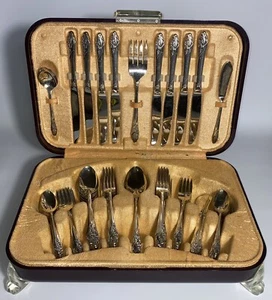 VTG Lucite Flatware Storage Case Box & 69 Pc Oneida Community “Evening Star” Set - Picture 1 of 22