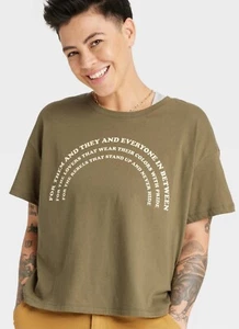 X Take Pride Unisex Olive Green Adult Graphic T-Shirt (Size Medium)SP - Picture 1 of 5