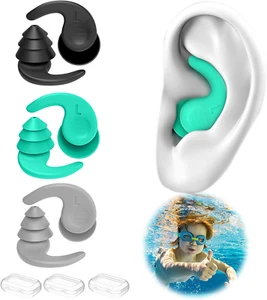 Kids Swimming Ear Plugs,3 Pairs Waterproof Reusable Silicone Child Swim Earplugs - Picture 1 of 12