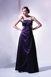 HBH Brautmode I Abendkleid Handbestickt Spagettiträger Winkeloptik lila - Bild 1 von 1