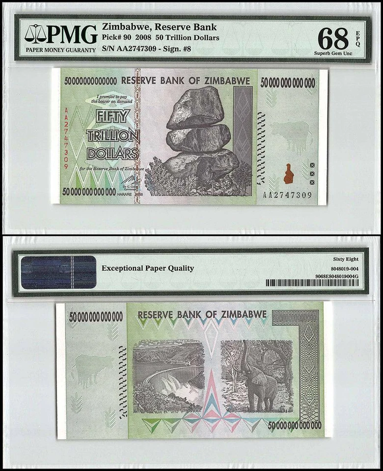 Zimbabwe 50 Trillion Dollars, 2008, AA, P-90, PMG 68 - Image 1 of 1