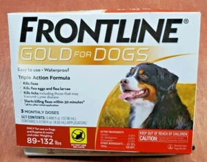 Frontline Gold 100% Genuine Epa. Approved for Dogs 89 - 132 Lbs. ( 3 Doses ) - Picture 1 of 2