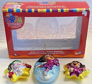 KURT ADLER ~ Dora The Explorer Hand-Crafted Glass Holiday Ornaments Set of 3 - Picture 1 of 24