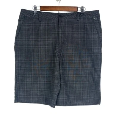 Pantalones cortos de vestir O'Neill a cuadros a rayas frente plano para hombre 36 negro gris Foto 1 de 4