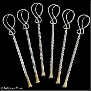 Agitador de bebidas de cóctel Ravinet raro francés de plata esterlina en barra - Imagen 1 de 6