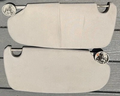 2002-2009 DODGE RAM 1500 2500 3500 Driver & Passenger Gray Sun Visors Cloth OEM - Image 1 of 2