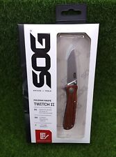 SOG Twitch II Lockback Stainless 2.65" Folding Blade Wood Handle Knife - TWI17CP