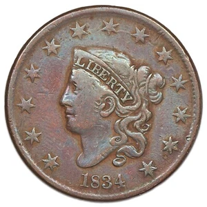 USA - 1 cent 1834 - Liberty "Coronet / Matron" Type 1 - cuivre - KM.45.1 monnaie - Picture 1 of 2