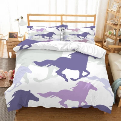 BEATIFUL BEDDING Running Horse Duvet Quilt Doona Cover Set Single Double Queen King Super Bed