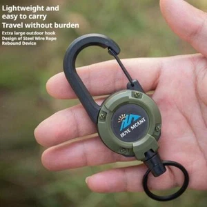 Heavy Duty Retractable Pull Badges ID Reel Carabiner Steel Chain Key Wire L Q4Q9 - Picture 1 of 17