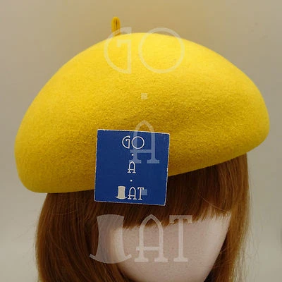 Boina de fieltro de lana clásica para mujer sombrero pastillero corona suave para dama | 56 cm | rosa amarillo Foto 1 de 4