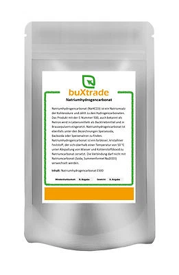 BUXTRADE 1 kg | Natriumhydrogencarbonat | Natron E500 Backsoda | Baking Soda Natriumsalz