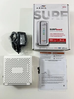 Arris Surfboard SB6183 686 Mbps 16x4 DOCSIS Cable Modem, White (OPEN BOX NEW) - Image 1 of 4