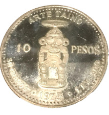 elf Dominican Republic 10 Pesos 1975  Silver  Taino Art  First Silver Extracted