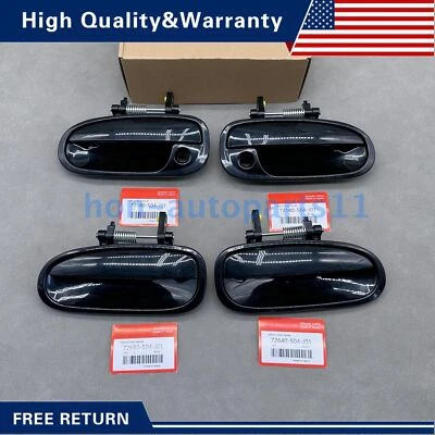 New 4 Pcs Front & Rear Outside Door Handles Set Black for 1996-2000 Honda Civic Foto 1 de 4