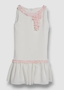 $240 Helena Kids Girl's White Georgette Ruffle Trim Dress Size 12 - Picture 1 of 3