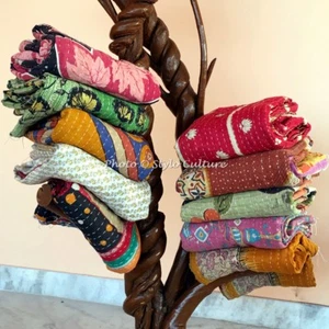 Indian Bedding Bedspread Quilt Coverlet Blanket Beach Throw Kantha Gudari Lot  - Picture 1 of 15