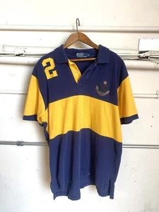Polo Ralph Lauren vintage giallo blu camicia con colletto XL uomo - Foto 1 di 10