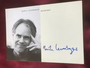Autogramm MORITZ LEUENBERGER-Bundespräsident SCHWEIZ-Biel-handsigniert-AK - Picture 1 of 2