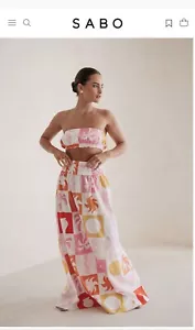 Sabo Cooper Top & Skirt Maxi Festival Natural Fibers Vacation Beach Set New - Picture 1 of 10