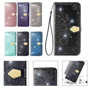 For Motorola G Stylus 2021 Play Embossed Bling Diamond Leather Wallet Flip Case - Picture 1 of 37