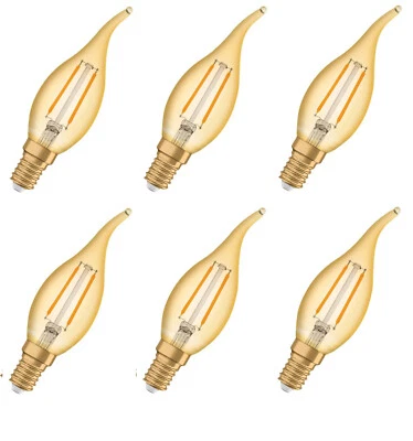 6x Osram LED Vintage Retro Windstoßkerze 1,5W = 12W E14 2400K EEK:D (Spektr A-G) - Bild 1 von 4