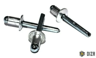 DIZA Blind rivets pop rivets DIN 7337 steel/steel galvanized flat head rivets 50 pieces