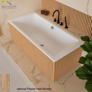 große Badewanne 200x90 cm Tami Wanne Acryl Rechteck Styropor Fliesen Holz Muster - Bild 1 von 19