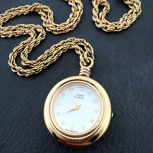 VINTAGE 💖 GOLD TONE PENDANT WATCH 💖 ANNE KLEIN II 💖 LONG CHAIN NECKLACE WORKS - Picture 1 of 18
