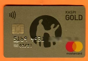 KAZAKHSTAN: debit card Mastercard (MC) KASPI Bank chip KASPI GOLD NONAME RARE - Picture 1 of 2