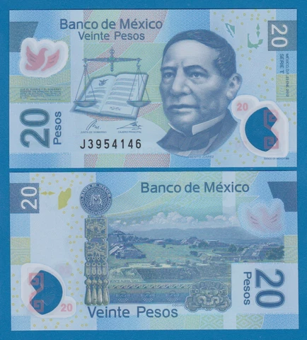 Mexico 20 Pesos P 122k 2012 UNC Serie T Polymer ( P 122 k ) Cover