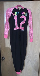 Justice sz 12 rainbow 1 piece sleep until 12 hoodie pajamas - Picture 1 of 6