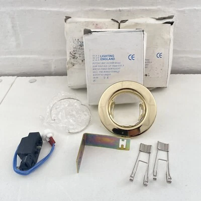 3 X BRASS SPOTLIGHT JOBLOT 12V GOLD 50mm GX5.3 FIXED - Image 1 of 4